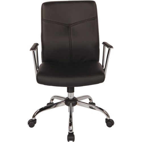 OSP Home Furnishings - FL Series 5-Pointed Star Faux Leather Office Chair - Black
