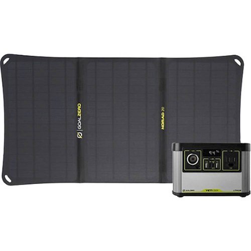 Goal Zero - Portable Solar Panel Kit (20W Nomad Panel & Yeti 200 WH Battery) - Black