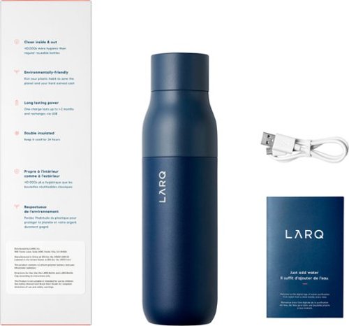 LARQ Bottle PureVis 17 oz - Self-Cleaning and Insulated Stainless Steel Water Bottle | For Sports, Gym, and Travel - Monaco Blue WHERE TO BUY