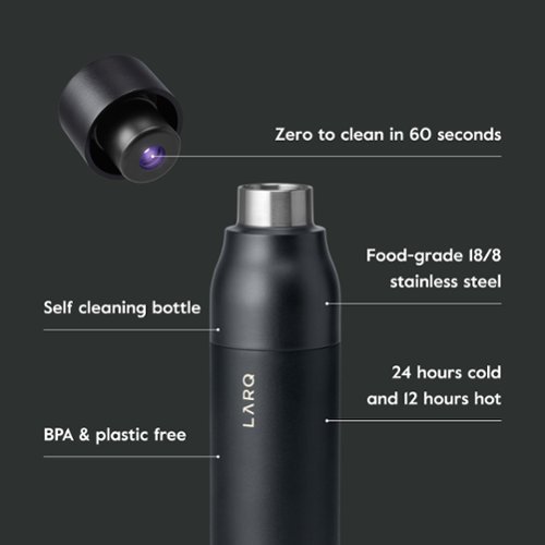 LARQ  Bottle PureVis 17 oz - Self-Cleaning and Insulated Stainless Steel Water Bottle | For Sports, Gym, and Travel - Black WORLDWIDE DELIVERY