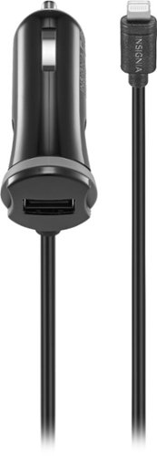 Insignia™ - 17 W Apple MFi Certified 9' Vehicle Charger for iPhone/iPad/iPod - Black