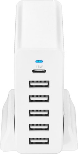Insignia™ 58 W 4' Wall Charger with 6 USB/USB-C Ports - White WORLDWIDE DELIVERY
