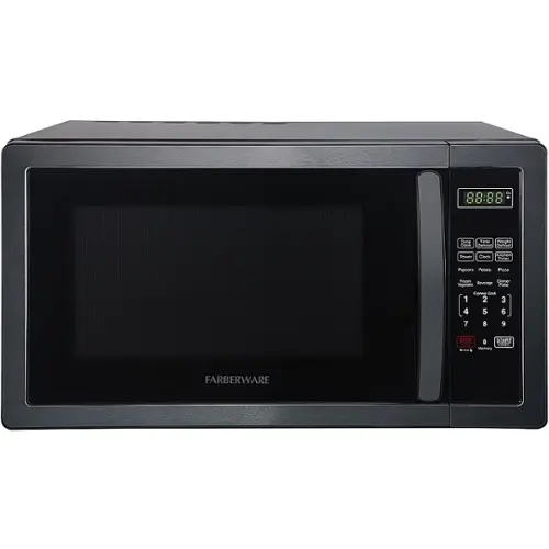 Front. Farberware - Classic 1.1 Cu. Ft. Countertop Microwave Oven - Black stainless steel.