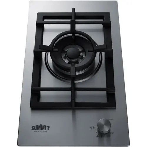 Front. Summit Appliance - 12" Built-In Gas Cooktop with 1 Burner - Stainless Steel.