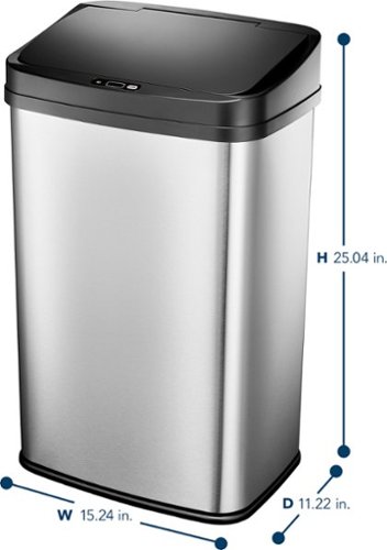 Insignia™ - 13 Gal. Automatic Trash Can - Stainless Steel