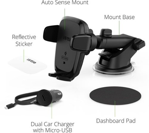 iOttie AutoSense Wireless Charging Universal Dash/Windshield Mount for Mobile Phones - Black GLOBAL SHIPPING