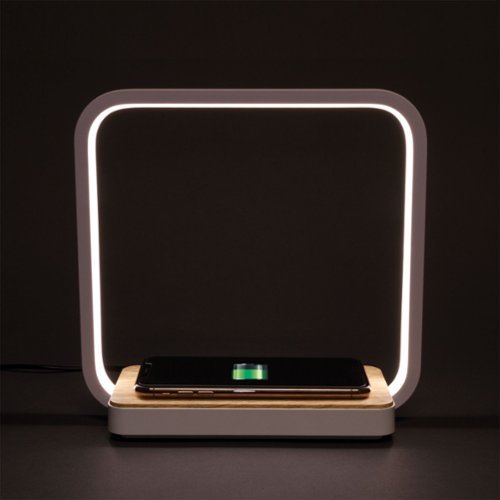 OttLite Desk Lamp/Night Light with Three Brightness Settings, USB Port & Qi Certified Wireless Charging Pad for iPhone/Android - White GLOBAL SHIPPING