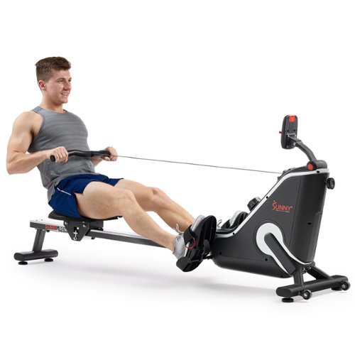 Sunny Health & Fitness - Smart Magnetic Rowing Machine - Bluetooth + SunnyFit® App, Quiet Magnetic Resistance, Full-Body Low-Impact Training - Dark Gray-Front_Standard 