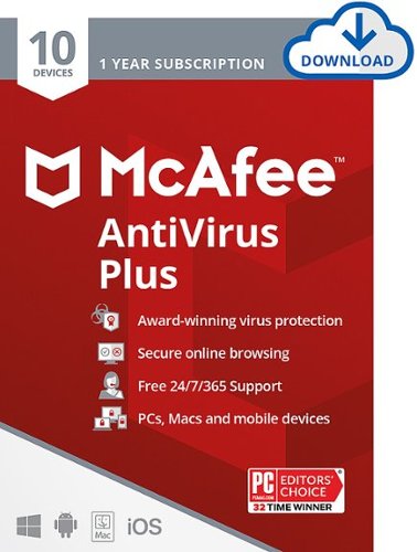McAfee - AntiVirus Plus (10 Device) (1-Year Subscription) - Windows, Mac OS, Apple iOS, Android [Digital]