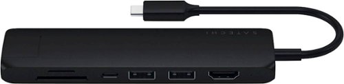 Satechi - USB-C Slim Multiport Adapter with Ethernet, 4K HDMI, USB-C PD (60W), 2 USB-A, SD/Micro Card for Macbook/Windows Laptops - Matte Black
