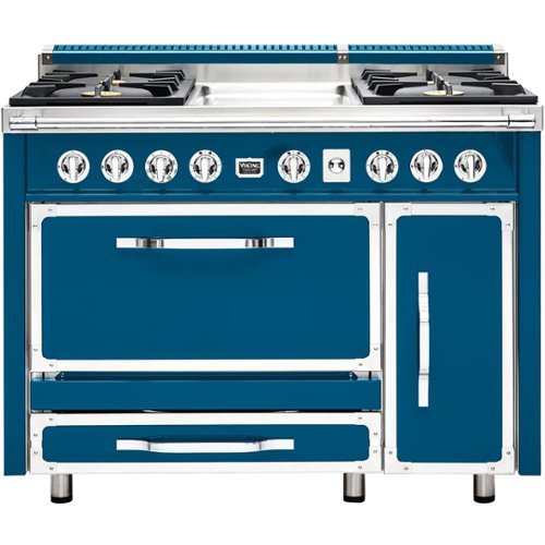 Viking - Tuscany 6.2 Cu. Ft. Freestanding Double Oven Dual Fuel True Convection Range - Alluvial Blue