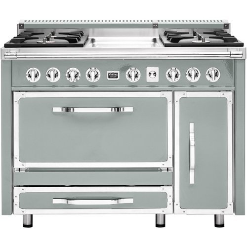 Viking - Tuscany 6.2 Cu. Ft. Freestanding Double Oven Dual Fuel True Convection Range - Arctic gray