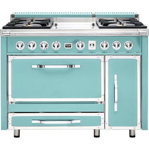 Viking - Tuscany 6.2 Cu. Ft. Freestanding Double Oven Dual Fuel True Convection Range - Bywater Blue