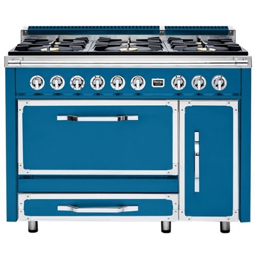 Viking - Tuscany 6.2 Cu. Ft. Freestanding Double Oven Dual Fuel True Convection Range - Alluvial blue