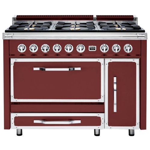 Viking - Tuscany 6.2 Cu. Ft. Freestanding Double Oven Dual Fuel True Convection Range - Reduction red