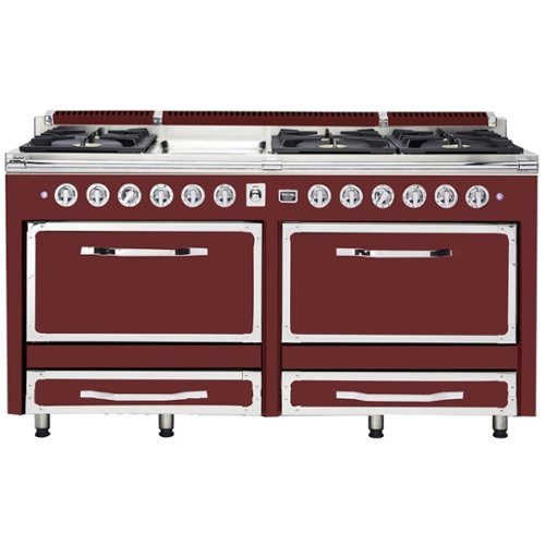 Viking - Tuscany 7.6 Cu. Ft. Freestanding Double Oven Dual Fuel True Convection Range - Reduction red