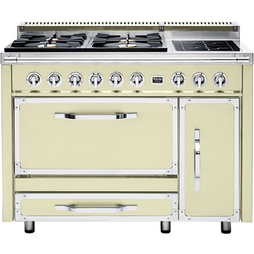 Viking - Tuscany 6.2 Cu. Ft. Freestanding Double Oven Dual Fuel True Convection Range - Vanilla Cream-Front_Standard 