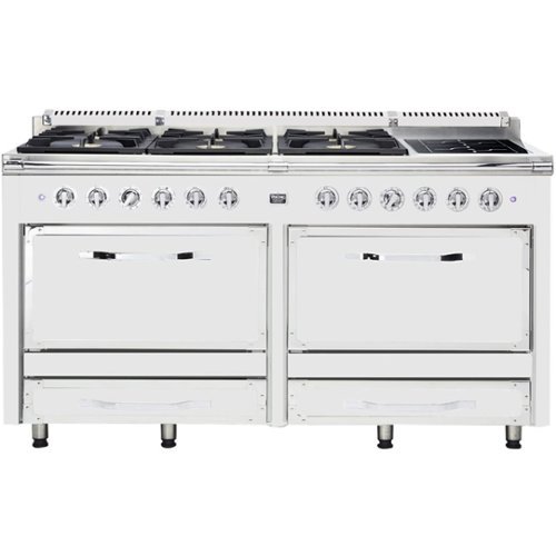 Viking - Tuscany 7.6 Cu. Ft. Freestanding Dual Fuel Convection Range - Frost White-Front_Standard 