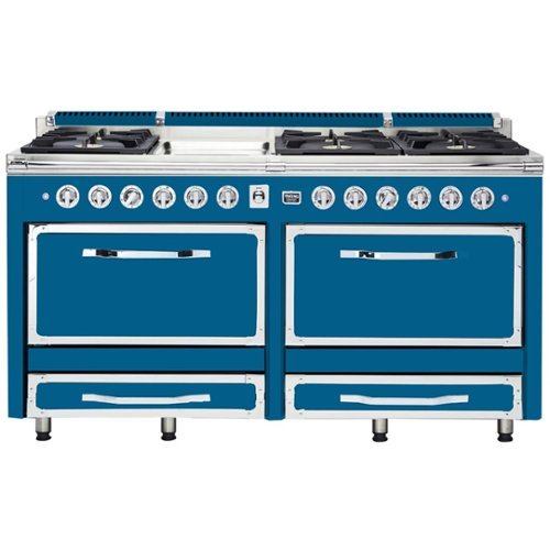 Viking - Tuscany 7.6 Cu. Ft. Freestanding Double Oven Dual Fuel True Convection Range - Alluvial blue