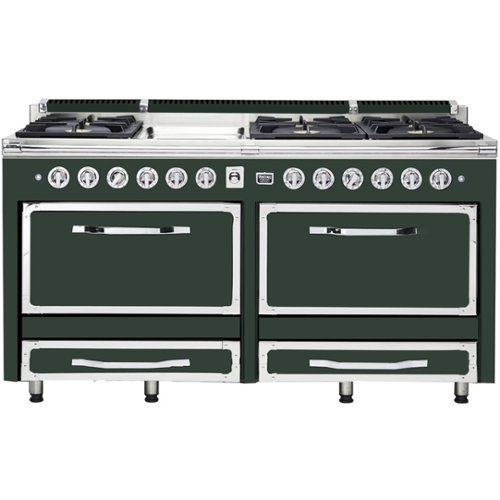 Viking - Tuscany 7.6 Cu. Ft. Freestanding Double Oven Dual Fuel True Convection Range - Blackforest green