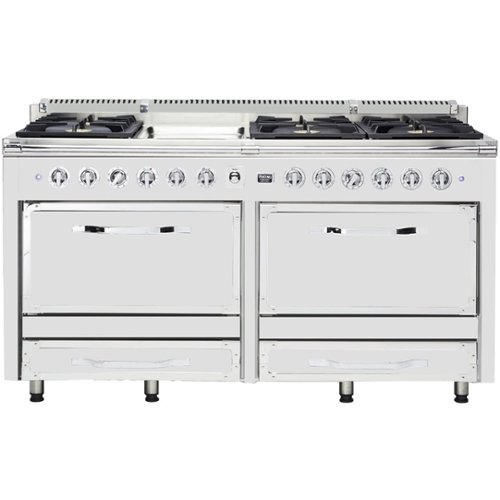 Viking - Tuscany 7.6 Cu. Ft. Freestanding Double Oven Dual Fuel True Convection Range - Frost white