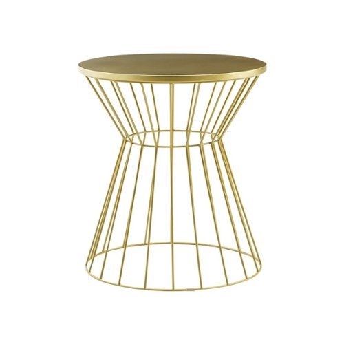 Elle Decor - Lulu Round Modern Contemporary MDF Side Table - French Gold