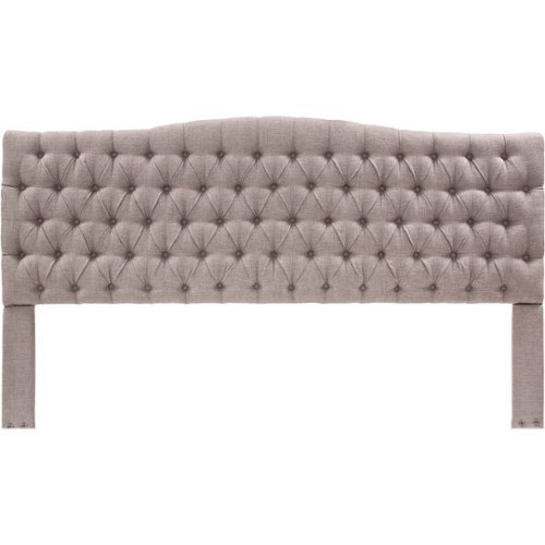 Elle Decor - Celeste Contemporary Tufted Fabric 78" King Upholstered Headboard - Brown-Front_Standard 