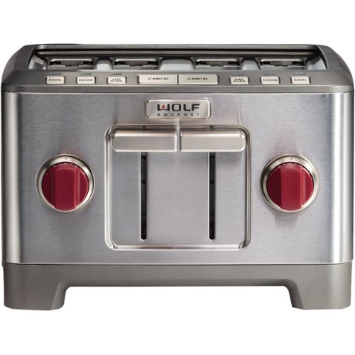 Wolf Gourmet - 4-Slice Wide-Slot Toaster - Stainless Steel/Red Knob