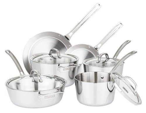 Viking Contemporary 3 Ply 10 Piece Cookware Set- Mirror - Stainless Steel
