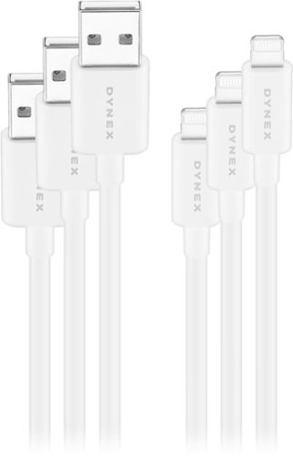 Dynex™ - 3 Ft. Lightning-to-USB Type-A Charge-and-Sync Cable (3-Pack) - White