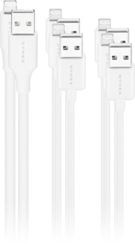 Dynex™ - 3'/ 6'/ 10' Lightning to USB Charge-and-Sync Cable (5 Pack) - White