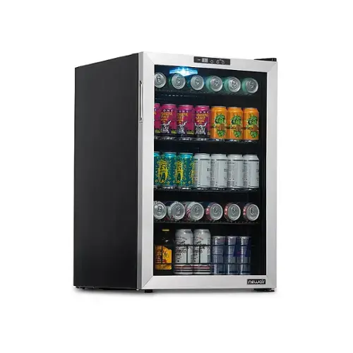Front. NewAir - 160-Can Beverage Cooler with SplitShelf and Digital Thermostat for Kitchen, Game Room, and Home Office - Stainless Steel.
