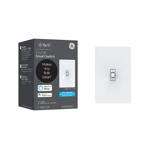 General Electric - C by GE On/Off Toggle No Neutral Smart Switch - White-Front_Standard 
