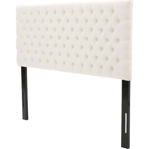 Noble House - Kanona Tufted Fabric 62.3" Full/Queen Upholstered Headboard - Ivory-Front_Standard 