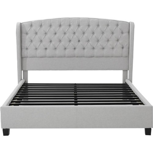 

Noble House - Elmont Fully Upholstered Fabric 70" Queen Platform Bed - Light Gray
