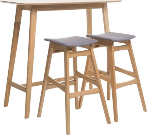 Noble House - Rexford Rectangular Wood Bar Table (Set of 3) - Natural Oak/Dark Gray-Front_Standard 