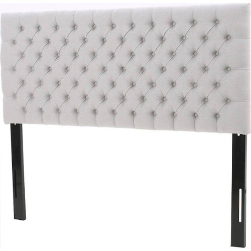 Noble House - Kanona Tufted Fabric 62.3" Full/Queen Upholstered Headboard - Light Gray-Front_Standard 