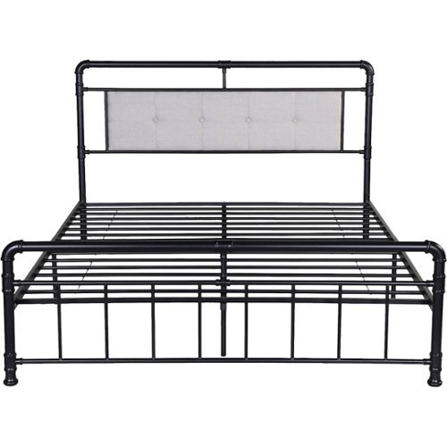  Noble House - Cavour Industrial 64" Queen Iron Bed Frame - Beige/Black
