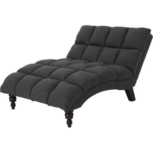 Noble House - Oakwood Fabric Tufted Double Chaise Lounge - Dark Gray-Left_Standard 