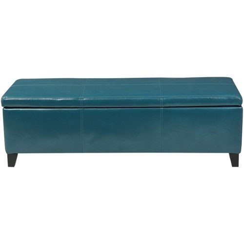 Noble House - Abell Faux Leather Storage Ottoman - Teal-Front_Standard 