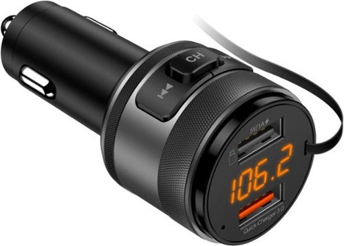 iSimple Bluetooth 5.0 FM Transmitter with External Microphone for Music Streaming, Charging, and Hands-Free Calling - Black GLOBAL SHIPPING