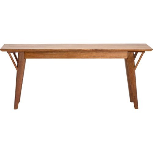 Image of Finch - Stratford Rectangular Mid-Century Solid Mango Wood Backless Bench - Walnut Brown
