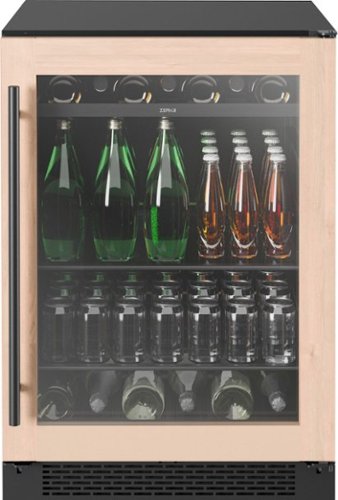 Zephyr - Presrv 24 in. 7-Bottle and 112-Can Single Zone Panel-Ready Beverage Cooler - Stainless Steel