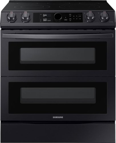 Samsung - 6.3 cu. ft. Flex Duo Front Control Slide-in Electric Range with Smart Dial, Air Fry & Wi-Fi - Black stainless steel