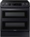 Samsung - 6.3 cu. ft. Flex Duo Front Control Slide-in Electric Range with Smart Dial, Air Fry & Wi-Fi - Black Stainless Steel-Front_Standard