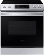 Samsung - 6.3 cu. ft. Front Control Slide-in Electric Range with Convection & Wi-Fi, Fingerprint Resistant - Stainless steel - Front_Standard