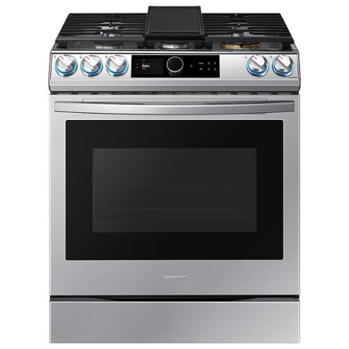 Samsung - 6.0 Cu. Ft. Front Control Slide-in Gas Range with Smart Dial, Air Fry & Wi-Fi, Fingerprint Resistant - Stainless Steel