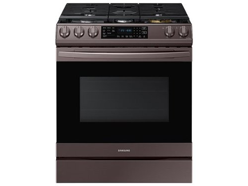 Samsung - 6.0 cu. ft. Front Control Slide-In Gas Convection Range with Air Fry & Wi-Fi, Fingerprint Resistant - Tuscan stainless steel