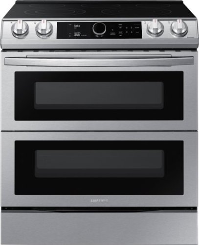 Samsung - 6.3 cu. ft. Flex Duo Front Control Slide-in Electric Range with Smart Dial, Air Fry & Wi-Fi, Fingerprint Resistant - Stainless Steel