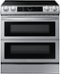 Samsung - 6.3 cu. ft. Flex Duo Front Control Slide-in Electric Range with Smart Dial, Air Fry & Wi-Fi, Fingerprint Resistant - Stainless Steel-Front_Standard